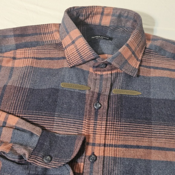 Proper Cloth Dress Shirt W/ Metal Collar Stays‎ Small Long Sleeve Button Dress - Picture 1 of 6